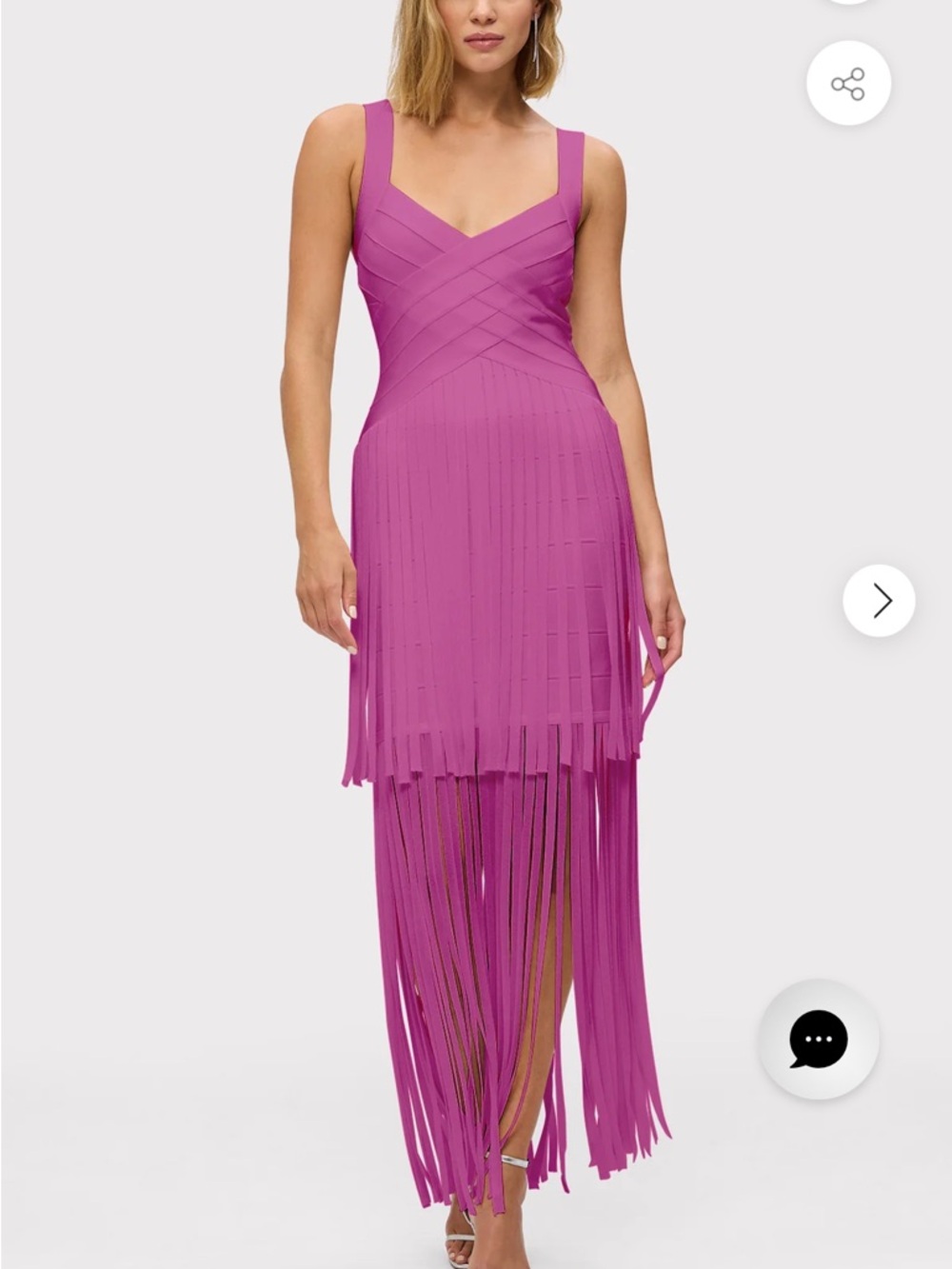 Herve Leger Vibrant Fuchsia Fringe Maxi Dress